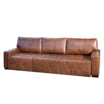 Sofá Decorativo 320 cm 3 Lugares Retrátil Azzano Couro Mel G58 - Gran Belo