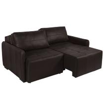 Sofá Decorativo 4 Lugares Sala de Estar 260cm Reclinável e Retrátil Kassandra Couro Marrom G34 - Gran Belo