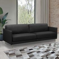 Sofá Decorativo Anthony 3 Lugares Sala de estar 240cm Pés em Aço Couro Preto G88 - Gran Belo Sofá Decorativo Anthony 3 Lugares Sala de estar 240cm Pés em Aço Couro Preto G88 - Gran Belo