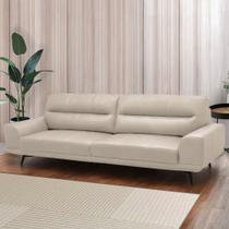 Sofá Decorativo Ashton 3 Lugares Sala de estar 216cm Pés em Aço Couro Bege G88 - Gran Belo Sofá Decorativo Ashton 3 Lugares Sala de estar 216cm Pés em Aço Couro Bege G88 - Gran Belo