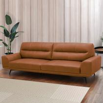 Sofá Decorativo Ashton 3 Lugares Sala de estar 216cm Pés em Aço Couro Conhaque G88 - Gran Belo Sofá Decorativo Ashton 3 Lugares Sala de estar 216cm Pés em Aço Couro Conhaque G88 - Gran Belo