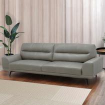Sofá Decorativo Ashton 3 Lugares Sala de estar 216cm Pés em Aço Couro Grafite G88 - Gran Belo Sofá Decorativo Ashton 3 Lugares Sala de estar 216cm Pés em Aço Couro Grafite G88 - Gran Belo