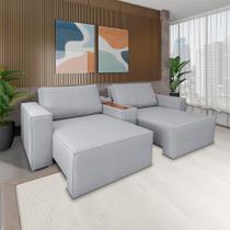 Sofá Decorativo Automatizado Shogun 232cm Reclinável 6 Posições Retrátil c/Console Central Entrada USB Bluetooth Linho Cinza Claro G33 - Gran Belo Sofá Decorativo Automatizado Shogun 232cm Reclinável 6 Posições Retrátil c/Console Central Entrada USB Bluetooth Linho Cinza Claro G33 - Gran Belo