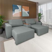 Sofá Decorativo Automatizado Shogun 272cm Reclinável 6 Posições Retrátil c/Console Central Entrada USB Bluetooth Linho Cinza G33 - Gran Belo Sofá Decorativo Automatizado Shogun 272cm Reclinável 6 Posições Retrátil c/Console Central Entrada USB Bluetooth Linho Cinza G33 - Gran Belo