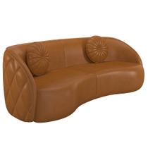 Sofá Decorativo com Almofadas 3 Lugares 240cm Tressê Zion M22 Sintético Caramelo - Mpozenato Sofá Decorativo com Almofadas 3 Lugares 240cm Tressê Zion M22 Sintético Caramelo - Mpozenato
