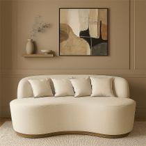 Sofá Decorativo Curvo Base Metálica 2 Lugares Forma Orgânica Linho Euro Maranata Sofá Decorativo Curvo Base Metálica 2 Lugares Forma Orgânica Linho Euro Maranata