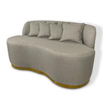 Sofá Decorativo Curvo Base Metálica 2 Lugares Forma Orgânica Linho Euro Maranata Sofá Decorativo Curvo Base Metálica 2 Lugares Forma Orgânica Linho Euro Maranata
