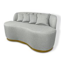 Sofá Decorativo Curvo Base Metálica 2 Lugares Forma Orgânica Linho Euro Maranata Sofá Decorativo Curvo Base Metálica 2 Lugares Forma Orgânica Linho Euro Maranata