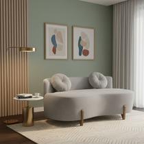 Sofá Decorativo Curvo Orgânico Living Boucle Cinza Claro - Montanaris Decor