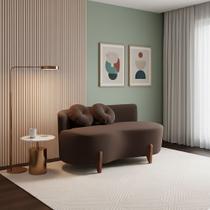 Sofá Decorativo Curvo Orgânico Living Boucle Marrom - Montanaris Decor