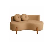 Sofá Decorativo Curvo Orgânico Living Suede Cappuccino - Montanaris Decor