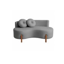 Sofá Decorativo Curvo Orgânico Living Veludo Cinza - Montanaris Decor