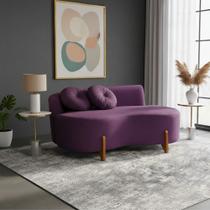 Sofá Decorativo Curvo Orgânico Living Veludo Roxo - Montanaris Decor