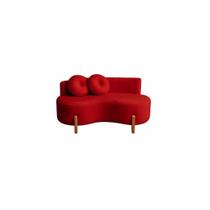 Sofá Decorativo Curvo Orgânico Living Veludo Vermelho - Montanaris Decor