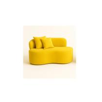 Sofá Decorativo Curvo Orgânico Nature Gaia Suede Amarelo - Montanaris Decor Sofá Decorativo Curvo Orgânico Nature Gaia Suede Amarelo - Montanaris Decor