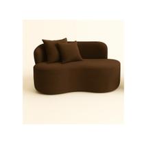 Sofá Decorativo Curvo Orgânico Nature Gaia Suede Marrom - Montanaris Decor