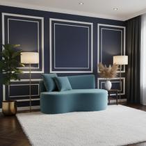 Sofá Decorativo Curvo Orgânico Nature Gaia Veludo Azul Turquesa - Montanaris Decor Sofá Decorativo Curvo Orgânico Nature Gaia Veludo Azul Turquesa - Montanaris Decor