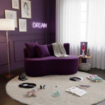 Sofá Decorativo Curvo Orgânico Nature Gaia Veludo Roxo - Montanaris Decor Sofá Decorativo Curvo Orgânico Nature Gaia Veludo Roxo - Montanaris Decor
