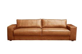 Sofá Decorativo de Couro 4 Lugares 2,60cm Valencia Soft Mel - Mozzelar