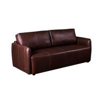 Sofá Decorativo de Couro Fixo 4 Lugares 2,40cm Romeno Caramelo - Mozzelar Sofá Decorativo de Couro Fixo 4 Lugares 2,40cm Romeno Caramelo - Mozzelar