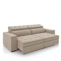 Sofá Decorativo Hugo 4 Lugares 300cm Reclinável e Retrátil Veludo Bege G45 - Gran Belo
