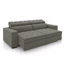 Sofá Decorativo Hugo 4 Lugares 300cm Reclinável e Retrátil Veludo Cinza G45 - Gran Belo