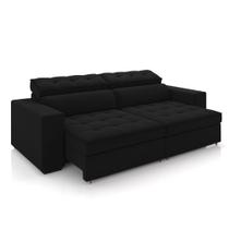 Sofá Decorativo Hugo 4 Lugares 300cm Reclinável e Retrátil Veludo Preto G45 - Gran Belo