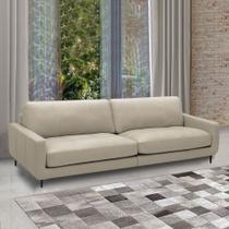 Sofá Decorativo Isaac 3 Lugares Sala de estar 210cm Pés em Aço Couro Bege G88 - Gran Belo Sofá Decorativo Isaac 3 Lugares Sala de estar 210cm Pés em Aço Couro Bege G88 - Gran Belo