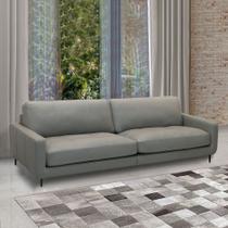 Sofá Decorativo Isaac 3 Lugares Sala de estar 210cm Pés em Aço Couro Grafite G88 - Gran Belo Sofá Decorativo Isaac 3 Lugares Sala de estar 210cm Pés em Aço Couro Grafite G88 - Gran Belo