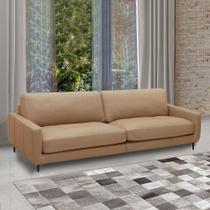 Sofá Decorativo Isaac 3 Lugares Sala de estar 210cm Pés em Aço Couro Nude G88 - Gran Belo Sofá Decorativo Isaac 3 Lugares Sala de estar 210cm Pés em Aço Couro Nude G88 - Gran Belo