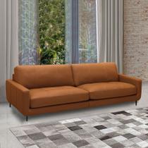 Sofá Decorativo Isaac 4 Lugares Sala de estar 270cm Pés em Aço Couro Conhaque G88 - Gran Belo Sofá Decorativo Isaac 4 Lugares Sala de estar 270cm Pés em Aço Couro Conhaque G88 - Gran Belo