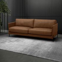 Sofá Decorativo Karine 4 Lugares Sala de estar 270cm Pés em Aço Couro Marrom Claro Manchado G88 - Gran Belo Sofá Decorativo Karine 4 Lugares Sala de estar 270cm Pés em Aço Couro Marrom Claro Manchado G88 - Gran Belo