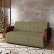 Sofá Decorativo Living Sala de Estar Bornéu 148cm pés de Madeira PU/Veludo Marrom/Castor G33 - Gran Belo