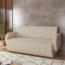 Sofá Decorativo Living Sala de Estar Bornéu 148cm pés de Madeira Veludo Bege Claro G33 - Gran Belo
