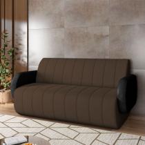 Sofá Decorativo Living Sala de Estar Bornéu 188cm pés de Madeira PU/Veludo Preto/Marrom G33 - Gran Belo Sofá Decorativo Living Sala de Estar Bornéu 188cm pés de Madeira PU/Veludo Preto/Marrom G33 - Gran Belo