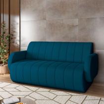 Sofá Decorativo Living Sala de Estar Bornéu 188cm pés de Madeira Veludo Azul G33 - Gran Belo Sofá Decorativo Living Sala de Estar Bornéu 188cm pés de Madeira Veludo Azul G33 - Gran Belo