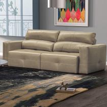 Sofá Decorativo Monica 3 Lugares Sala de estar 252cm Reclinável e Retrátil Couro Avelã G40 - Gran Belo