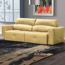 Sofá Decorativo Monica 3 Lugares Sala de estar 252cm Reclinável e Retrátil Couro Bege G40 - Gran Belo
