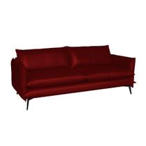 Sofá Decorativo Sala de Estar América 2 Lugares 200cm Couro Vermelho - Mozzelar