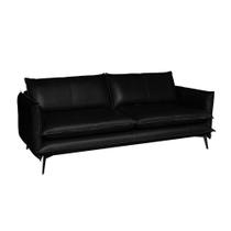 Sofá Decorativo Sala de Estar América 4 Lugares 240cm Couro Preto - Mozzelar