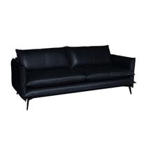 Sofá Decorativo Sala de Estar América 4 Lugares 260cm Couro Azul Marinho - Mozzelar