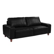 Sofá Decorativo Sala de Estar Asgand 3 Lugares 200cm Couro Preto - Mozzelar Sofá Decorativo Sala de Estar Asgand 3 Lugares 200cm Couro Preto - Mozzelar