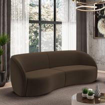 Sofá Decorativo Sala de Estar Bipartido 240cm Clarke Veludo Marrom G45 - Gran Belo