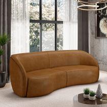 Sofá Decorativo Sala de Estar Bipartido 288cm Clarke PU Caramelo Manchado G45 - Gran Belo Sofá Decorativo Sala de Estar Bipartido 288cm Clarke PU Caramelo Manchado G45 - Gran Belo