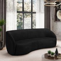 Sofá Decorativo Sala de Estar Bipartido 288cm Clarke PU Preto Manchado G45 - Gran Belo