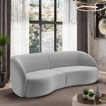 Sofá Decorativo Sala de Estar Bipartido 288cm Clarke Veludo Cinza G45 - Gran Belo