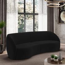 Sofá Decorativo Sala de Estar Bipartido 318cm Clarke Veludo Preto G45 - Gran Belo