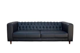 Sofá Decorativo Sala de Estar California 2 Lugares 200cm Couro Preto - Mozzelar Sofá Decorativo Sala de Estar California 2 Lugares 200cm Couro Preto - Mozzelar