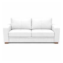 Sofá Decorativo Sala de Estar Champions 3 Lugares 200cm Couro Branco - Mozzelar Sofá Decorativo Sala de Estar Champions 3 Lugares 200cm Couro Branco - Mozzelar
