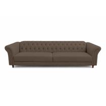 Sofá Decorativo Sala de Estar Chesterfield 3 Lugares 220cm Couro Capuccino - Mozzelar Sofá Decorativo Sala de Estar Chesterfield 3 Lugares 220cm Couro Capuccino - Mozzelar